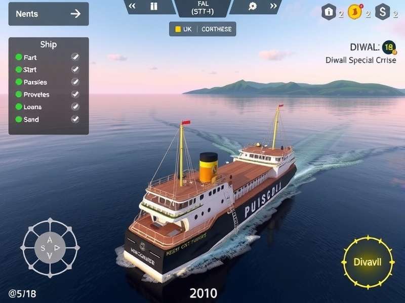 Kormas Coast Cruise gameplay screenshot showing ship navigation